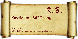 Kovács Bátony névjegykártya