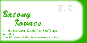 batony kovacs business card